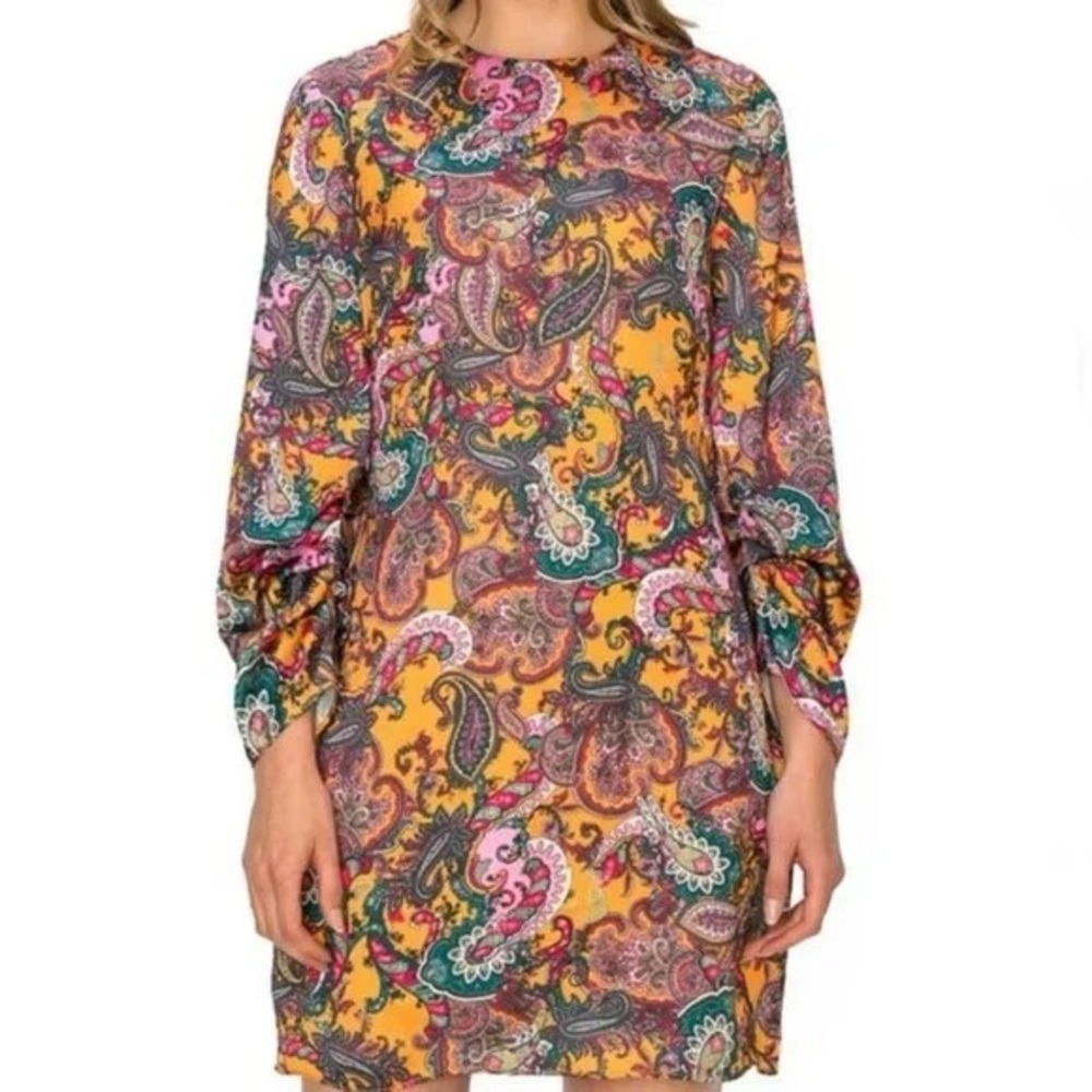Code X Mode Paisley Long Sleeve Shift Dress NWT